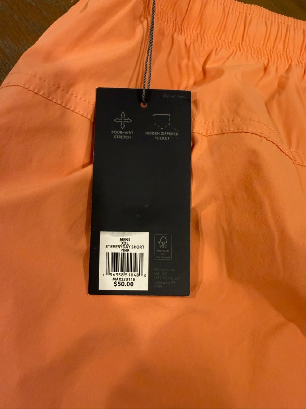 VRST Men’s Athletic Shorts XXL Peach/Coral 5” Everyday Short NWT $50 - Picture 3 of 3